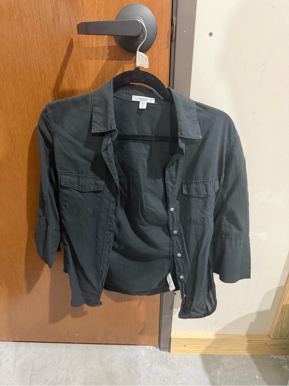 James Perse Black Button-Down Shirt
